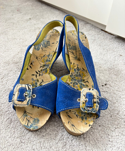 Hotter blue suede slingback - blue,
