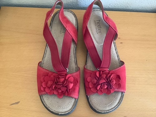 Hotter red nubuck leather flat - nubuck,