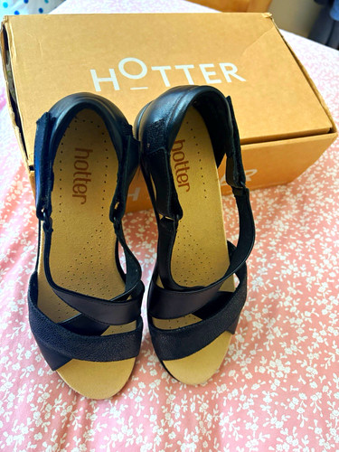 Hotter black leather sandals - hotter,