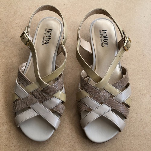 Hotter beige strappy leather - beige,