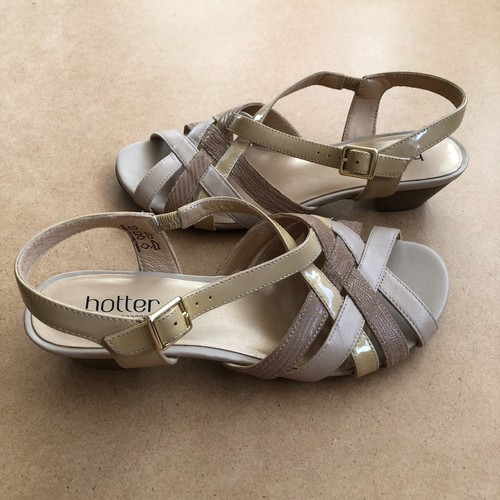 Hotter beige strappy leather - beige,